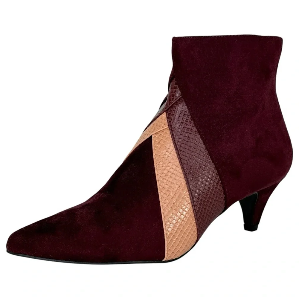 Impo Ellette Burgundy Microsuede Womens Booties Size 8.5M - Picture 2 of 12